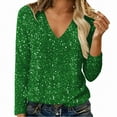 thumbnail image 1 of ZJXFGS Fashion Clothing,Long Sleeve Shirts For Women,Sparkly Sweaters For Women,T-Shirts For Women,Sequin Blouses For Women,Women'S Clothing,Women Fall Clothes,Green,S, 1 of 4