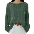 thumbnail image 1 of ZJXFGS Fashion Clothing Womens Long Sleeve Shirts Fall Sweater Sequin Blouse Holiday Outfits For Women Women'S Sweaters Cable Knot Sweater Women Blackish Green L, 1 of 6