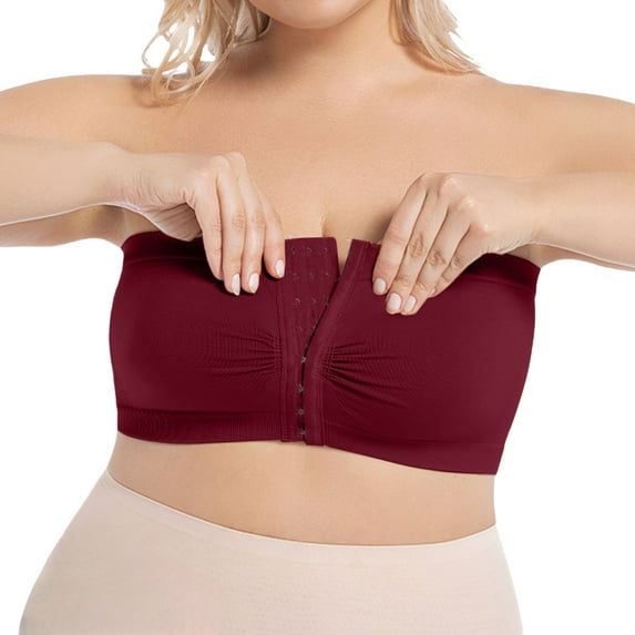 ZJXFGS Free Clear Bras, Plus Size Strapless Bra, Women'S Bra Comfy Breathable Tube Bra, Strapless Bras for Women Push Up Red 5XL
