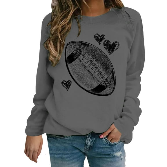 ZJXFGS Game Day Sweatshirt Womenfootball Sweaters for Womengameday Sweatshirts for Womenfootball Womens Apparel Gray M