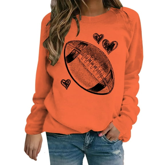 ZJXFGS Game Day Sweatshirt Womenfootball Sweaters for Womengameday Sweatshirts for Womenfootball Womens Apparel Orange S