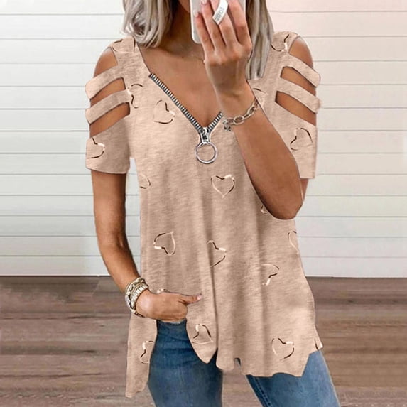 ZJXFGS Going Out Tops Professional Blouses for Women Y2K Shirts for Women Womens Blouses T Shirts Women Women'S Shirts Fall Shirts Trendy Tops for Women 2025 Khaki 2XL