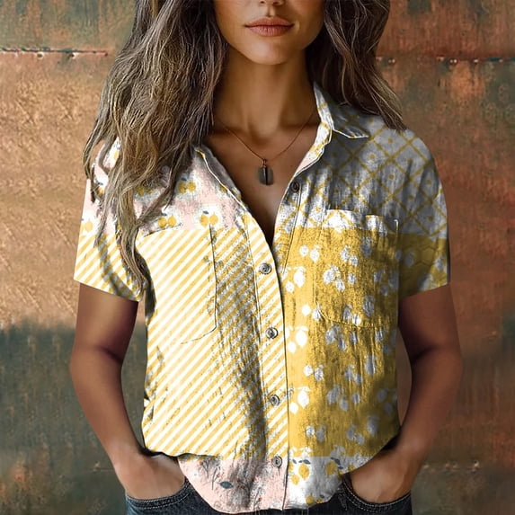 ZJXFGS Going Out Tops for Women Concert Tops Womens Fall Shirts Blouses for Women Cute Fall Tops Cowl Neck Tops for Women Blouses for Women Casual Fall Yellow XL