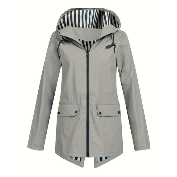 ZJXFGS Hot Windbreaker Zipper Hooded Lightweight Outdoor Windbreaker Jacket Thin Outdoor Jacket for Women Gray 2XL