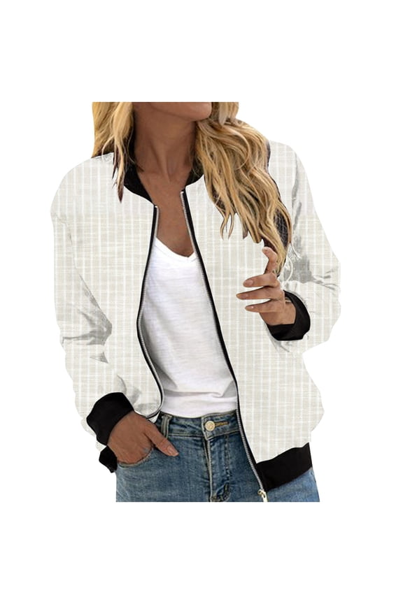 Jackets for Women Trendy Bomber Jacket Women Fall Coats for Women 2025 Light Jackets for Women Beige M
