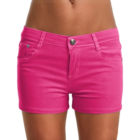 ZJXFGS Jean Shorts Womens, Modern City Cuffed Short with Pockets, 3 Inch Inseam Butt Lifting Stretch Twill/Denim Shorts, Cotton Shorts for Woman Hot Pink 31