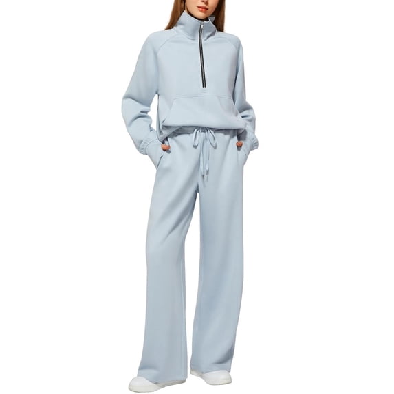 ZJXFGS Jogger Sets For Women 2 Piece Plus Size Lounge Sets For Women Casual Wide Leg Pants Leisure Suits For Women Matching Sets Women Clothing Womens Two Piece Sets Lounge Sets For Women M
