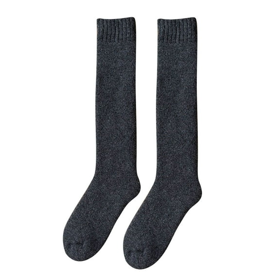 ZJXFGS Knee High Socks Woolen Calf Socks Womens Autumn and Winter Stockings Thick Wool Warm Socks Multi-color One Size