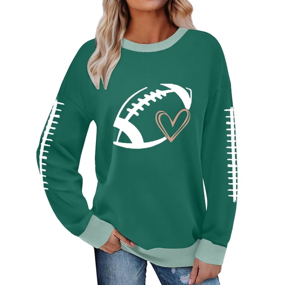 ZJXFGS Ladies Football Sweatshirtsfootball Pullover Womenfootball Crewneck Womenfootball Mom Sweatshirts for Women Green XL