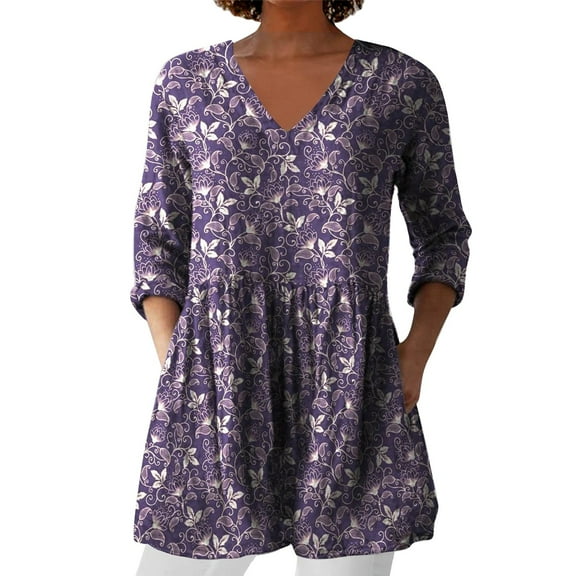 ZJXFGS Ladies Tops And Blouses Long Sleeve Blouses For Women Formal Tops Professional Tops For Women Y2k Button Up Shirt Women Womens Fashion Loose Tops For Women Long Sleeve Purple 2XL