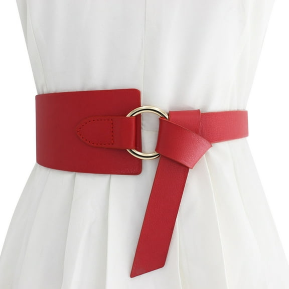 ZJXFGS Leather Belt Women Wide Belt Chunky Belts for Women Belt Women Womens Belt Chain Stretchy Belt for Women Waist Belt Red One Size