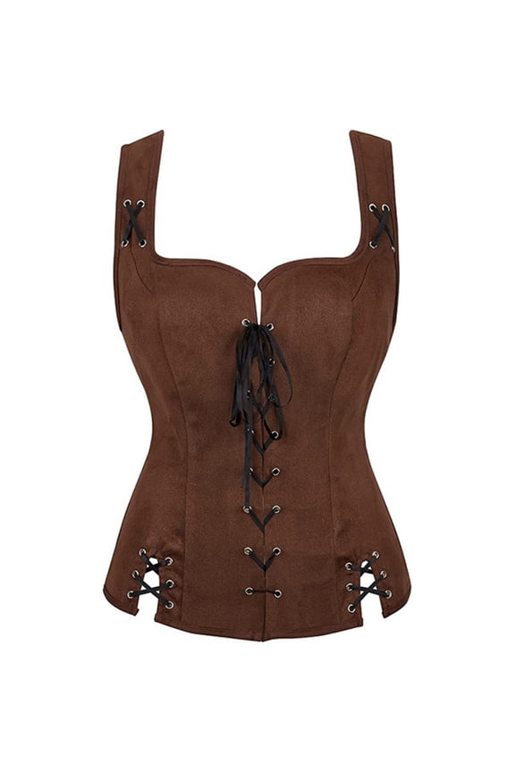 Leather Vest Women Women'S Renaissance Vest Corset Top Womens Vest Top Vintage Steampunk Vest Corset Brown 2XL