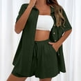thumbnail image 1 of ZJXFGS Linen Short Sets for Women Beach Vacation Outfits Lounge Tracksuits Fashion Cardigan Short Sleeve Shorts 2 Piece Set Woman Dark Gray 2XL, 1 of 6
