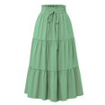 thumbnail image 1 of ZJXFGS Long Skirts for Women Summer Flared Skirts For Women Floral Maxi Skirt For Women Comfy Tiered Elastic High Waisted Skirts A Line Flowy Swing Skirt Petite Midi skirt Green S, 1 of 7