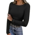 thumbnail image 1 of ZJXFGS Long Sleeve Thermal Shirt for Women Long Sleeve Shirt for Women Lightweghit Fleece Tops 2025 Crew Neck Basic T Shirts Black L, 1 of 7