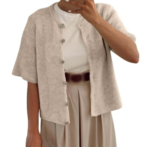 ZJXFGS Long Sweater Cardigan Women,Long Cardigans for Women,Cardigan Sweater,White Sweater Cardigan,Womens Cardigan Sweaters Lightweight,Cotton Sweaters for Women Beige 2XL