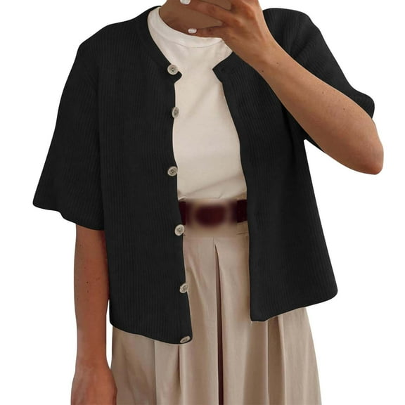 ZJXFGS Long Sweater Cardigan Women,Long Cardigans for Women,Cardigan Sweater,White Sweater Cardigan,Womens Cardigan Sweaters Lightweight,Cotton Sweaters for Women Black 2XL