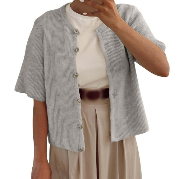 ZJXFGS Long Sweater Cardigan Women,Long Cardigans for Women,Cardigan Sweater,White Sweater Cardigan,Womens Cardigan Sweaters Lightweight,Cotton Sweaters for Women Gray M