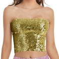 thumbnail image 1 of ZJXFGS Off-Shoulder Summer tops, Sequin top, Fashion Mardi Holiday Womens Sparkling Sequins Stretch Clubwear Tube top, Going Out tops For Women Gold A, 1 of 4