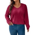 thumbnail image 1 of ZJXFGS Plus Size Sweaters for Women Oversized Knit Sweaters Womens Plus Size Tops Loose Pullover Tunic Sweater Red 4XL, 1 of 4