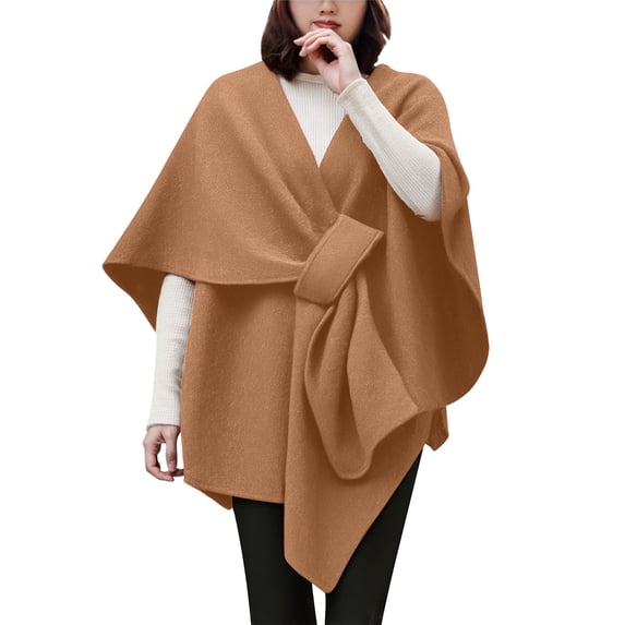 ZJXFGS Poncho Sweater Shawl With Sleeves Cape Shawl For Women Sheer Sweater Sweater Shawl Sweater Scarf With Sleeves Poncho Shawl Wraps For Women Brown One Size