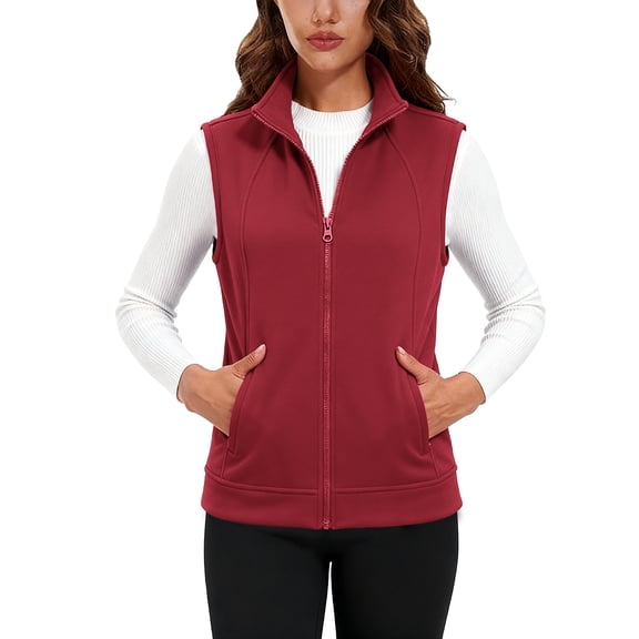 ZJXFGS Puffer Vest Women,Jackets for Women,Winter Coats for Women,Zipper Waistcoat Outerwear with Pocket,Vest Jackets for Women,Sherpa Fleece Vest,Womens Vests Outerwear,Wine,2XL