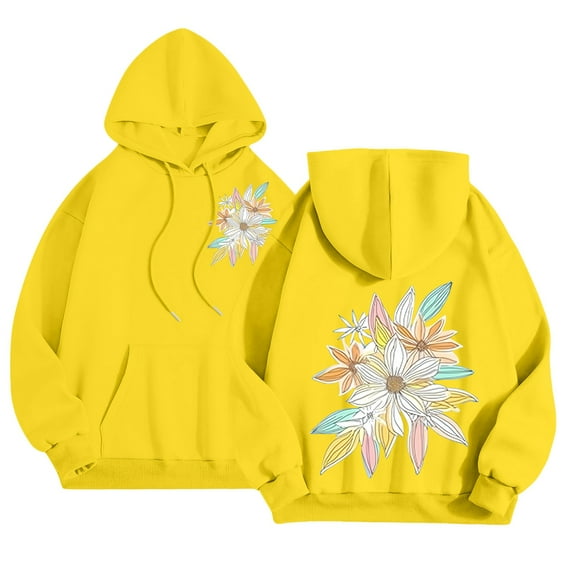 ZJXFGS Pullover Hoodie,Cute Sweatshirts,Womens Hoodie,Comfort Hoodie,Pullover Sweaters for Women,Winter Clothing for Women Yellow XL
