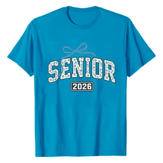 ZJXFGS Senior 2026 Tees Womens Shirts Womens Tops Casual Graphic T Shirts for Woman Blue L
