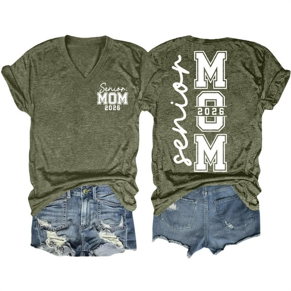 ZJXFGS Senior Mom Shirts Class Of 2026 Cute Shirts for Women Womens Short Sleeve Tops Women'S T Shirts Tee Shirts Womens Green XL