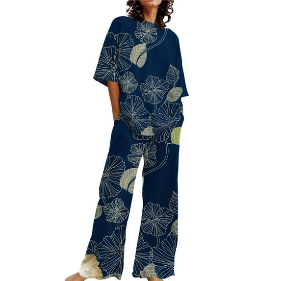 ZJXFGS Pijamas for Women Set Pjs Sets for Women Woman Pajama Set Cute Sets for Women Pajamas Women Womens Silk Pajamas Set Women'S Pajama Set Navy 3XL