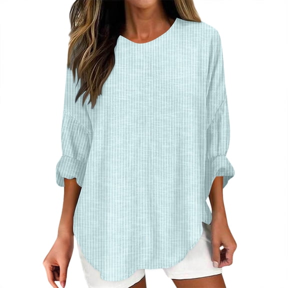 ZJXFGS Striped Shirt Women Women Oversized Tshirt Boat Neck Tops for Women Striped Oversized Shirt Women Blue M