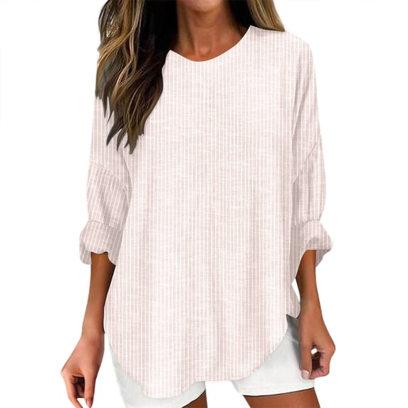 ZJXFGS Striped Shirt Women Women Oversized Tshirt Boat Neck Tops for Women Striped Oversized Shirt Women Pink 3XL