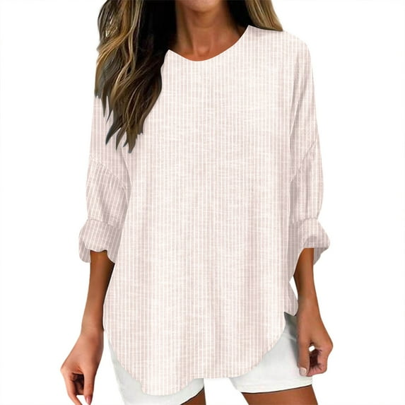 ZJXFGS Striped Shirt Women Women Oversized Tshirt Boat Neck Tops for Women Striped Oversized Shirt Women Pink L