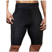 ZJXFGS Sweat Short Pants for Men Hot Thermo Sauna Leggings Athletic Leggings Workout Sauna Suit Mens Workout Body Shaper Compression Hight Waist Pants Black L