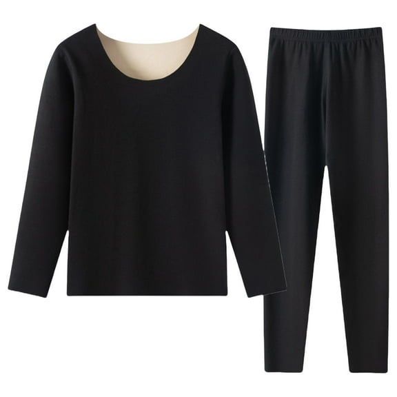 ZJXFGS Thermal Underwear Set for Women, Winter Pajamas for Women, Thermal Underwear for Women, Lounge Set for Women, Base Layer Women Black XL
