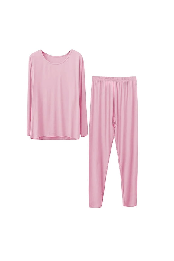 Thermal Underwear for Women Lounge Set for Women Women Soft Pajama Set for Cold Weather Plus Size Long Underwear Skiing Base Layer Set Pink L
