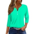 thumbnail image 1 of ZJXFGS Tunic Tops for Women Loose Fit Dressy Peplum Tops for Women Long Sleeve Undershirt for Women Plus Size Women Blouses Womens Fall Tees Women Blouses Womens Plus Size Tops Blue 2XL, 1 of 7