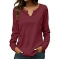 thumbnail image 1 of ZJXFGS V Neck T Shirts for Women Womens Long Sleeve T Shirts Vneck Tshirts Shirts for Women School Outfits for Teachers Red XL, 1 of 6