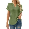 thumbnail image 1 of ZJXFGS V Neck T Shirts for Women Work Blouses for Women Cotton Shirts for Women V Neck Tops for Women Green 4XL, 1 of 8