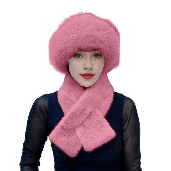 ZJXFGS Winter Hat With Neck Hood Scarf Knit Scarf Winter Versatile Knitted Hooded Scarf For Women Integrated Ear Protection Windproof Cap Scarf Hat Knit Hat Winter Hats For Women Pink One Size