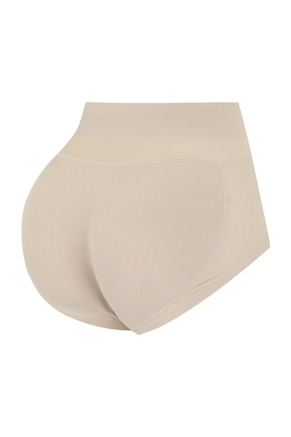 Women Butt Lifter Panties Padded Shapewear Hip Enhancer Pads Shorts Seamless Underwear Tummy Control Boyshorts Beige M