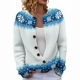 thumbnail image 1 of ZJXFGS Women Cardigan Sweater Fair Isle Sweater Lightweight Cardigans for Women Womens Boho Sweaters Womens Cable Knit Cardigan Sweater Jackets for Women 2025 Vintage Christmas Sweater Light blue XL, 1 of 7