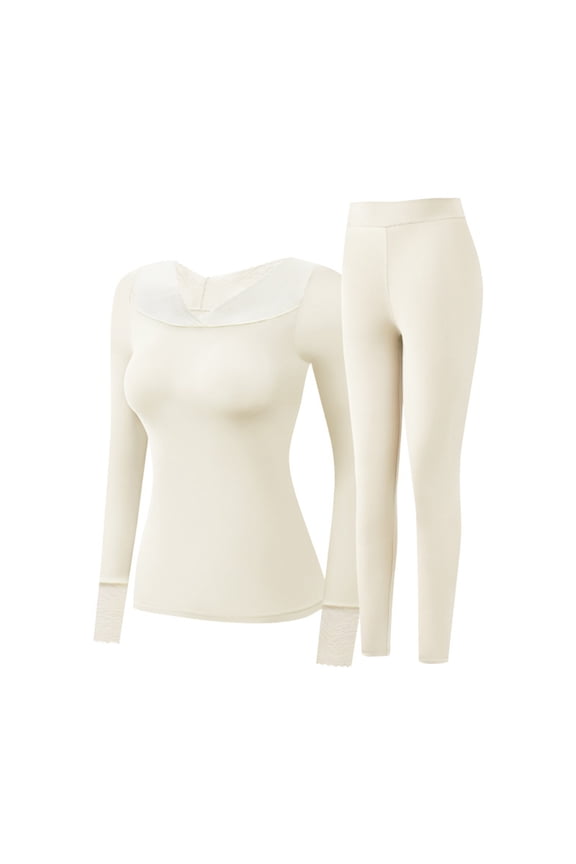 Women Loungewear Set,Thermal Base Layer Women,Sweater Sets For Women,Comfy Sets For Women Clothing,Women Thermal Underwear Set,Cozy Loungewear,Womens Thermals Top And Bottom Set,White,XL