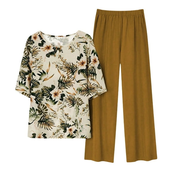 ZJXFGS Women Pajama Sets, Petite Pajamas for Women Petite Size, Women Short Sleeved Summer Cardigan Loose Comfortable Two Piece Suit, Womens Summer Pajamas Coffee 2XL