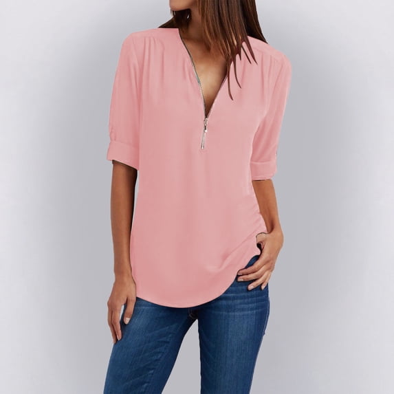 ZJXFGS Women’S Blouses Basic Tops for Woman Plus Size Blouses for Curvy Women Fashion Shirts Flowy Tops for Women Work Blouses for Women Cute Fall Tops Pink 3XL