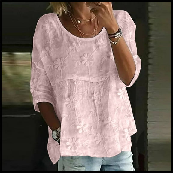 ZJXFGS Women'S Blouses Dressy Casual Plus Size Tops for Wome Loose Tops for Women Work Blouses Womens Shirts Tops for Women Trendy Boat Neck Tops for Women Pink 3XL