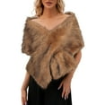 thumbnail image 1 of ZJXFGS Women'S Faux Fur Shawl Wrap Collar Shawl Shrug Shoulder Cover for Dress Shawls for Women Cape Shoulder Tops Fashion Wrap Brown One Size, 1 of 8