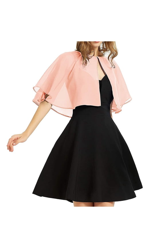 Women'S Soft Chiffon Shawl Wedding Cape Cover Up Wraps Shrug for Evening Dress Guest Cape Scarves for Womens Women'S Soft Chiffon Capelets Pink One Size