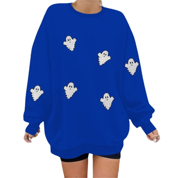 ZJXFGS Women'S Sweatshirt Comfort Colors Sweatshirt Oversized Sweatshirts Crewneck Fall Pullover Tops Blue S