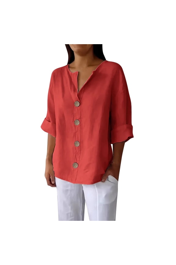 Women Shirts Women'S Clothing Long Sleeve Chambray Shirt Women Linen Blend Tops For Women Long Graphic Tees For Women Graphic Tees For Women Linen Tunic Tops For Women Red XL